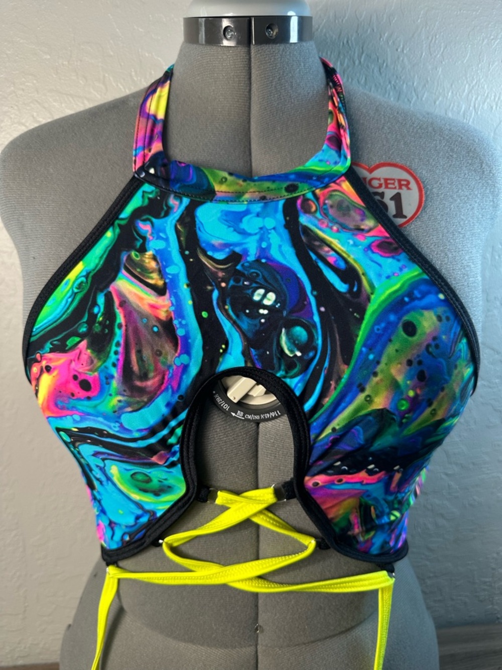 Halter Crop Top in Multicolor Swirl